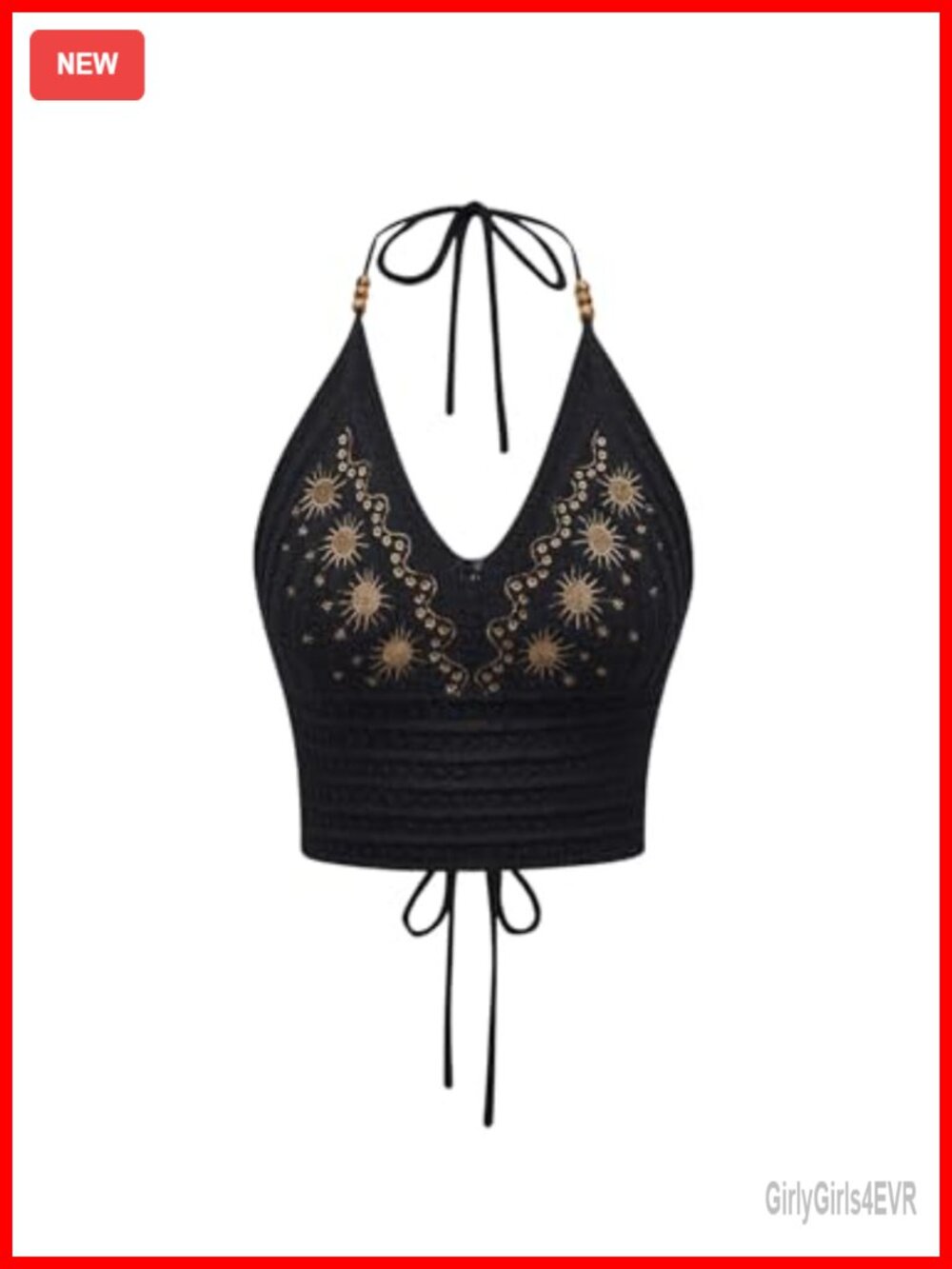 Crochet Halter Crop Top Tie Backless Boho Summer